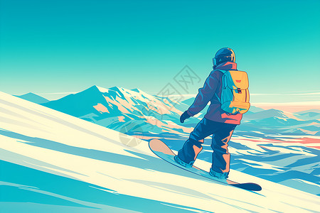 山坡中滑雪的男子高清图片