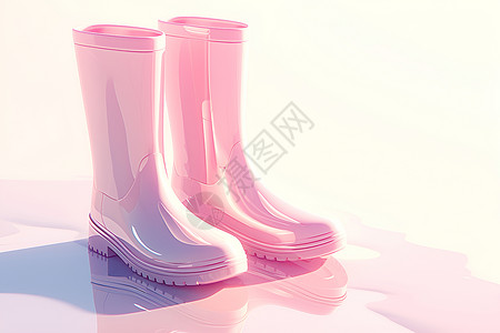 卡通雨靴展示的雨靴插画插画