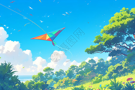 爱护草坪五彩缤纷的风筝插画