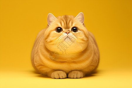 猫形可爱的黄色胖猫插画