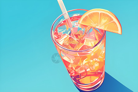 夏日饮品传单清凉夏日柠檬饮料插画