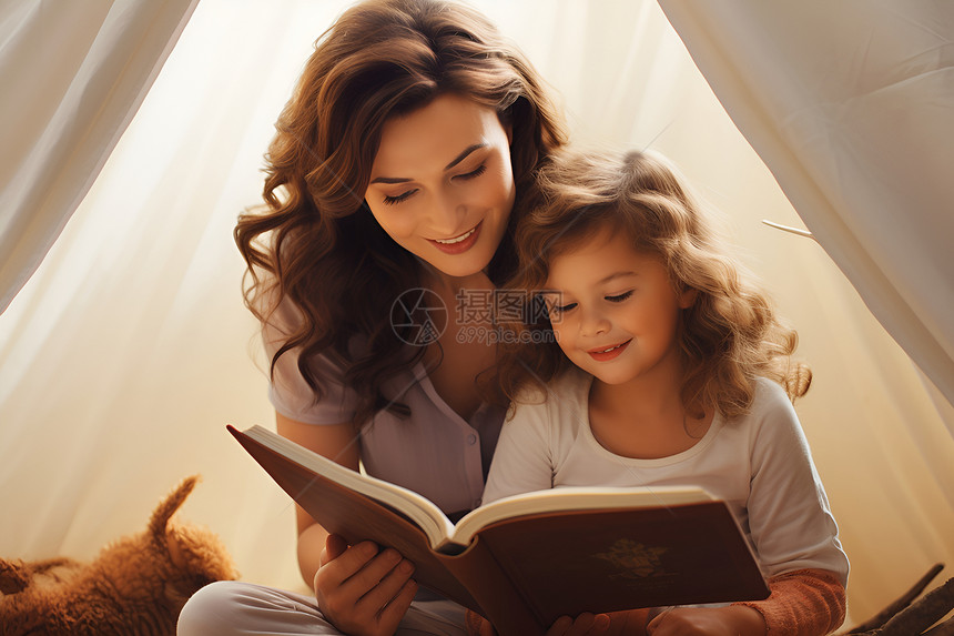 温馨的亲子阅读图片