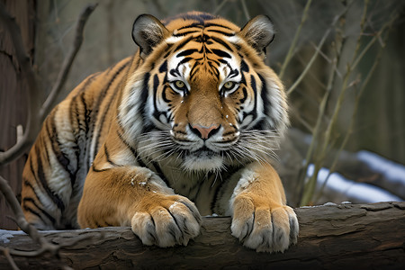 趴在树枝上的老虎高清图片