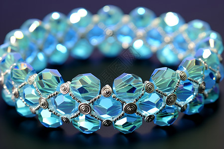 漂浮蓝色珠子蓝色玻璃珠子手链背景