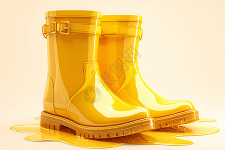卡通雨靴黄色黄色雨靴插画