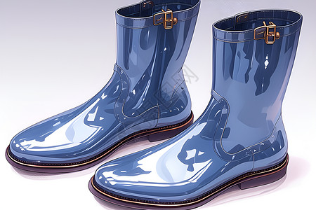 五金塑胶蓝色雨靴插画