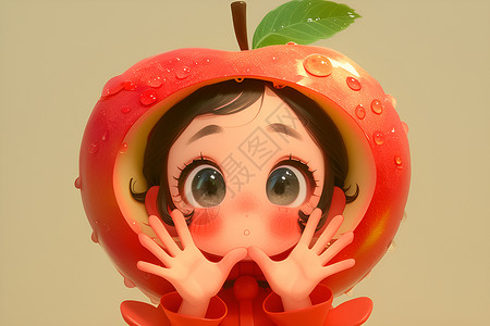 鲜活海蛎子苹果仙女插画
