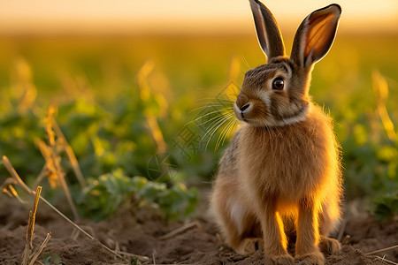 田园中的可爱小兔背景