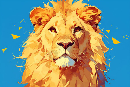 晶状狮子头像凶猛的狮子头像插画
