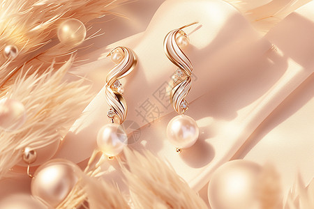 饰品设计珍珠的耳钉背景