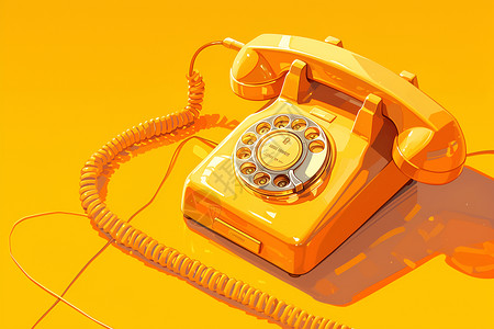 电话座机黄色的电话插画