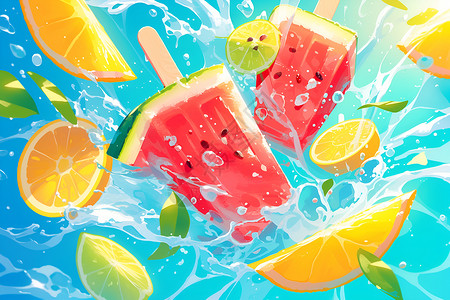 夏日柠檬味冰棍夏日清凉的冰棍插画