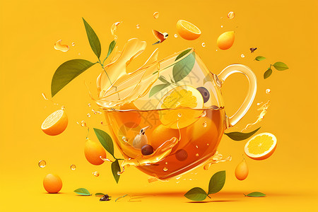 美味水果橘子美味的饮品插画