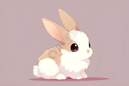 地板背景白兔坐在粉色地板上插画