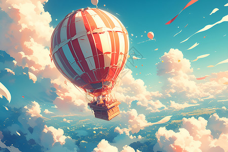 热气球之旅热气球的仙境之旅插画