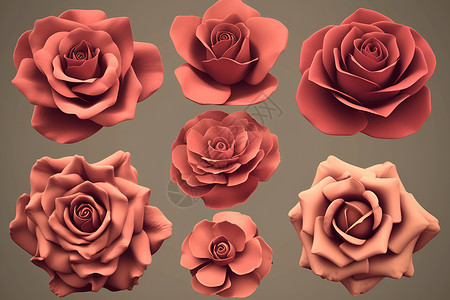 粉色玫瑰花花瓣红色的玫瑰花插画