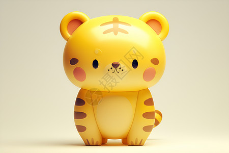 小老虎玩具可爱的黄色小老虎插画