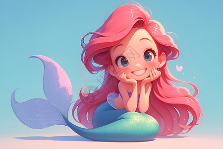 海洋公主可爱的美人鱼公主插画