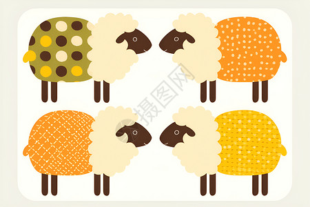 动物拼图羊群拼图插画