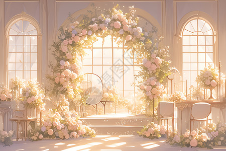 婚礼上的鲜花婚礼上的花卉插画