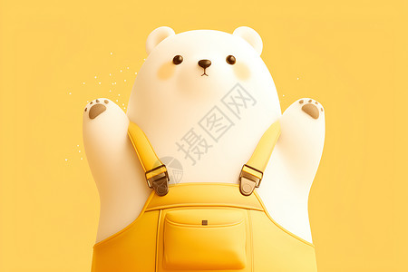 快乐小熊穿着黄色背带裤背景图片