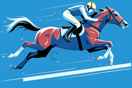 障碍跑穿越障碍的骏马与骑手插画