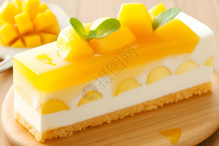芒果甜点美味的芒果蛋糕插画
