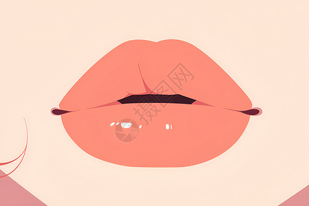 嘴唇干女孩粉嫩的红唇插画