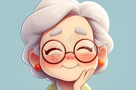 祖母节可爱的慈祥老奶奶插画