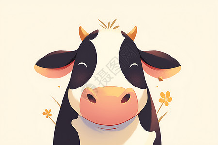 奶牛养殖可爱笑脸奶牛插画