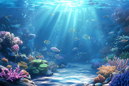 鱼类比赛炫彩海底盛典插画