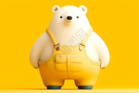 可爱的小熊穿着黄色裤子插画
