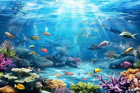 海底的生物插画插画