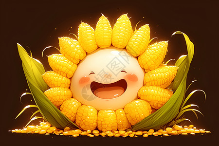 欢乐小表情欢乐玉米表情插画