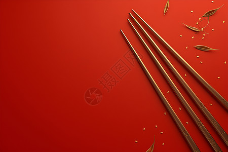 红色金箔背景红色金箔筷子插画