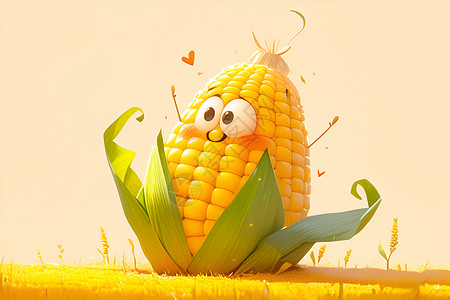 玉米脱粒机可爱卡通玉米插画