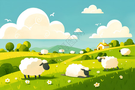 农村的羊群背景图片