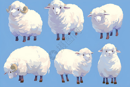 绵羊收容所白色毛皮的绵羊插画
