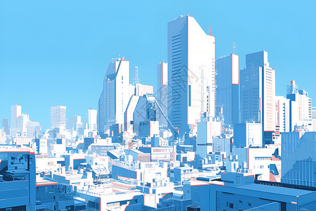 都市奇幻奇幻城市的建筑插画
