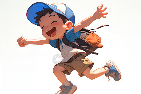 可爱书包阳光少年的奔跑插画