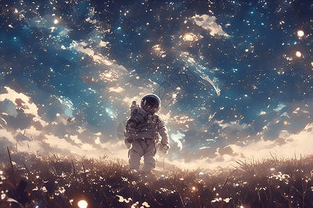 宇航员在草地上高清图片