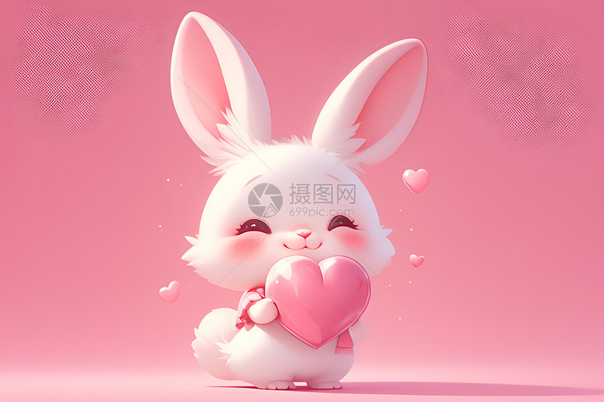 甜蜜爱心兔子图片