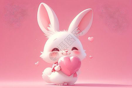 甜蜜素甜蜜爱心兔子插画