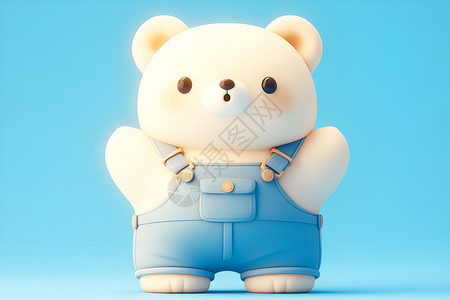 可爱白熊站立在纯色背景中背景图片