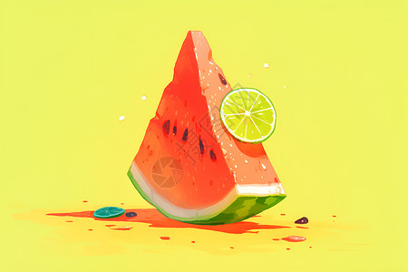 创意西瓜果肉水果的美妙插画