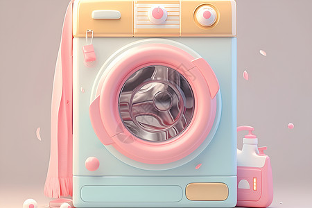 家用家电可爱家用洗衣机插画