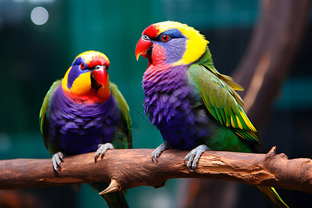颜色鲜艳的两只鸟高清图片