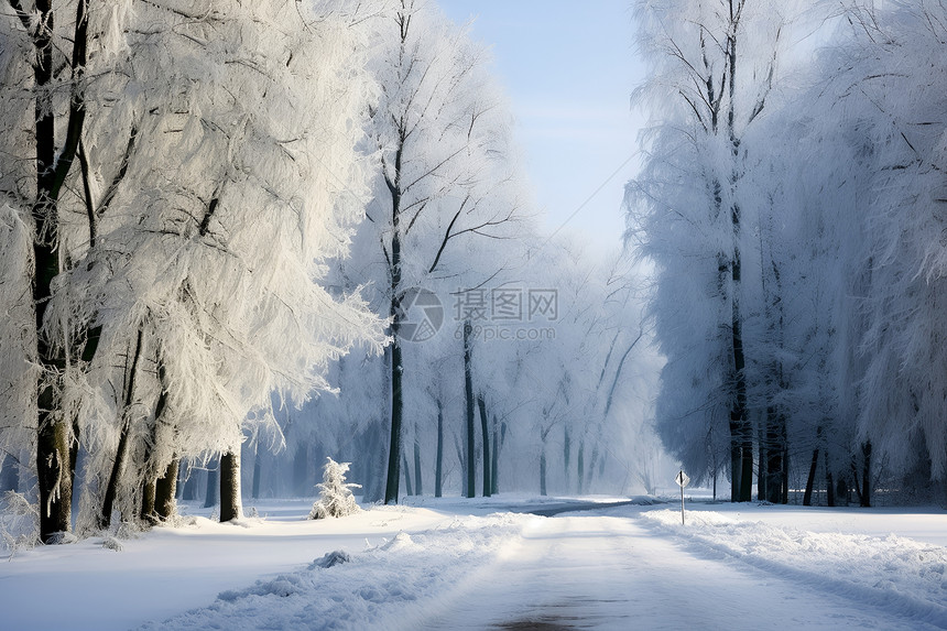 白雪覆盖的森林图片