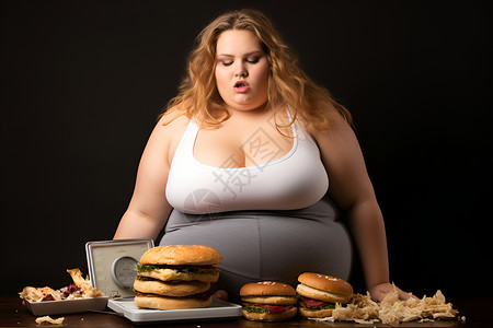 汉堡会员卡肥胖的女性背景