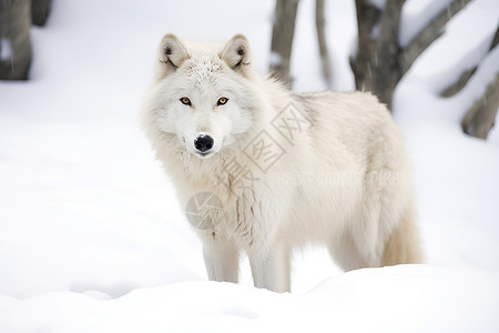 雪地中的白狼高清图片